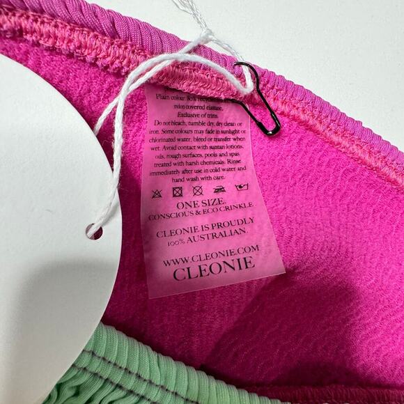 Cleonie The Oceania Bikini Crinkle Two Tone Pink & Mint Goddess One Size - Picture 8 of 9